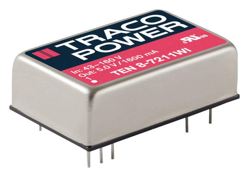 TRACOPOWER TEN 8-4811WI Isolated Board Mount DC/DC Converter, Metal Case, 1 Output, 8 W, 5 V, 1.6 A