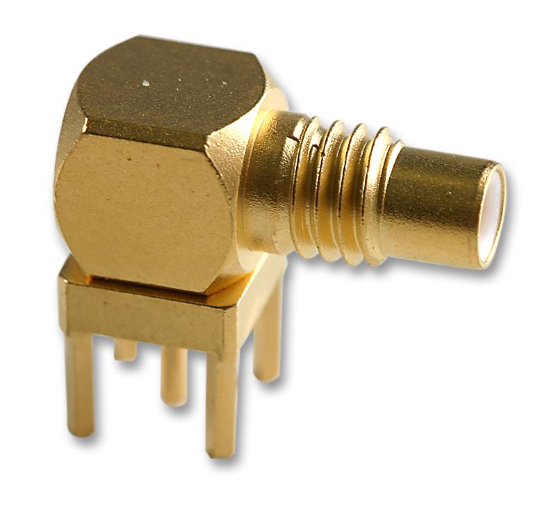 Radiall R112665000 RF / Coaxial Connector SMC Right Angle Jack Through Hole 50 ohm Brass