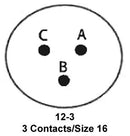 ITT Cannon KPT00E12-3P KPT00E12-3P Circular Connector KPT Wall Mount Receptacle 3 Contacts Solder Pin Bayonet 12-3