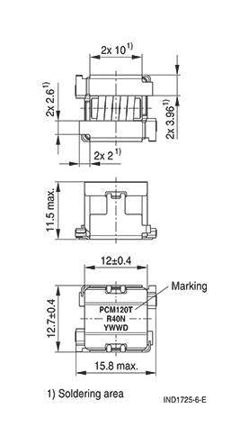 Epcos PCM120T-1R2N-D Power Inductor (SMD) 1.2 &Acirc;&micro;H 35.2 A Shielded 38.7 PCM120T Series