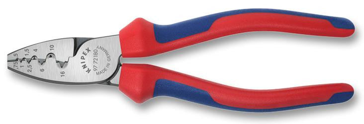 KNIPEX 97 72 180 180mm Length Crimping Plier for 0.25mm&iuml;&iquest;&frac12; to 16mm&iuml;&iquest;&frac12; Ferrules