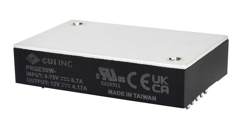 CUI PRQE50W-E12-S28-D Isolated Through Hole DC/DC Converter ITE &amp; Railway 50 W 1 Output 28 V 1.79 A