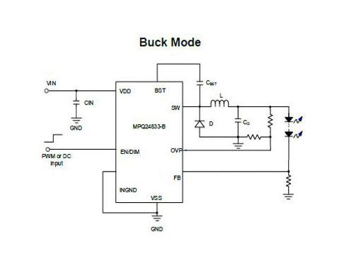 Monolithic Power Systems (MPS) MPQ24833-BGN-AEC1-P MPQ24833-BGN-AEC1-P LED Driver AEC-Q100 Boost/Buck/Inverting Buck-Boost 420 kHz HSOIC-8 4.5 V to 55