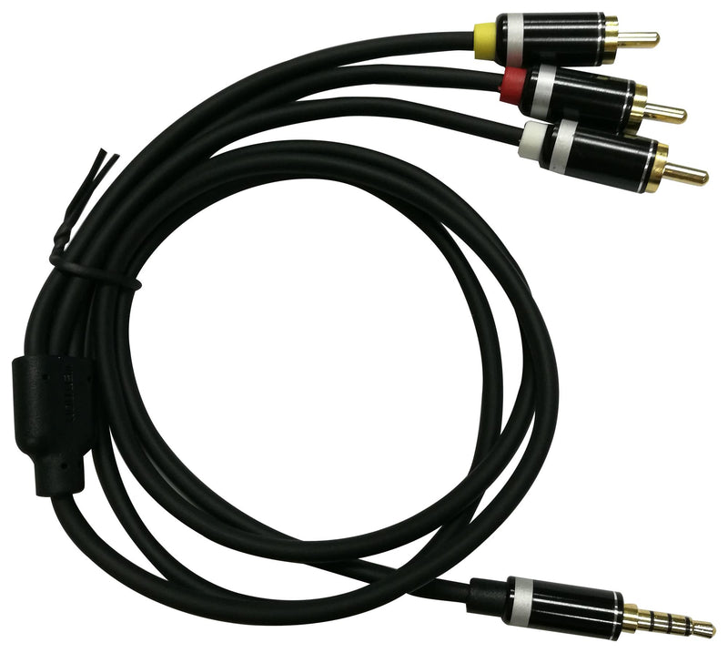 PRO Signal PS000237 Audio / Video Cable Assembly 3.5mm 4 Pole Jack Plug Phono (RCA) x 3 6.6 ft 2 m Black