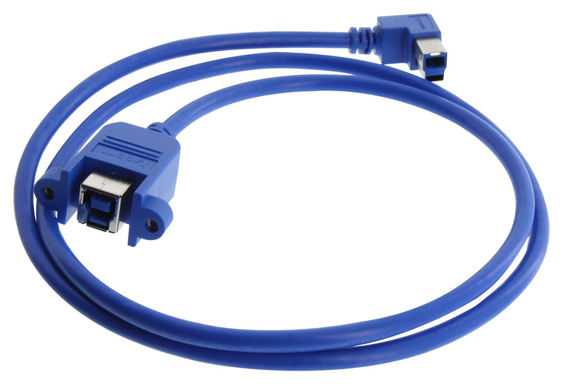 L-COM U3A00102-05M USB Cable 90&deg; Type B Plug to Receptacle 500 mm 19.7 " 3.0 Blue New