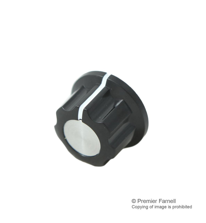 MULTICOMP CF-X4-M-S(6.4)E Knob, Round Shaft, 6.4 mm, Plastic, Round with Side Indicator Line, 20 mm, M Series