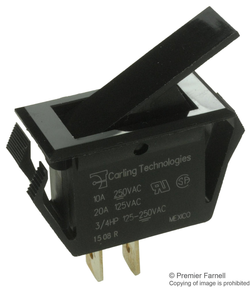 CARLING TECHNOLOGIES TA22B-TLB-B SWITCH, ROCKER, SPDT, 20A, 250V, BLACK