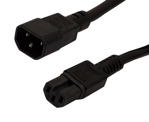 L-COM PPA00005-25F PPA00005-25F High Temperature Power Cord - C14 TO C15 15 AMP 25 FT Black 07AH6160