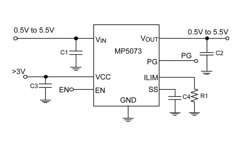 Monolithic Power Systems (MPS) MP5073GG-P Load Distribution Switch Active High 1 Output 5.5 V Input 2 A 0.06 ohm QFN-EP-12 New