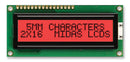 MIDAS MC21605C6W-FPTLR-V2 Alphanumeric LCD, 16 x 2, Black on Red, 5V, Parallel, English, Japanese, Transflective