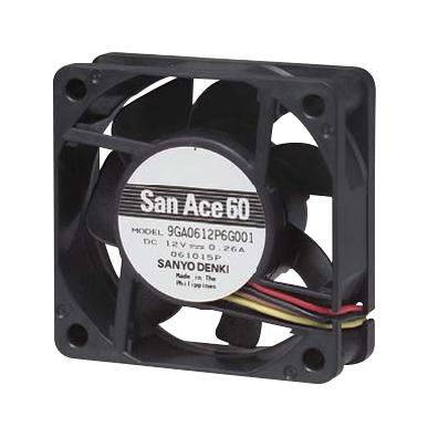 SANYO DENKI - SANACE FANS 9GA0624P6G001 Axial Fan, 24 VDC, DC, 60 mm, 20 mm, 43 dBA, 31.1 cu.ft/min