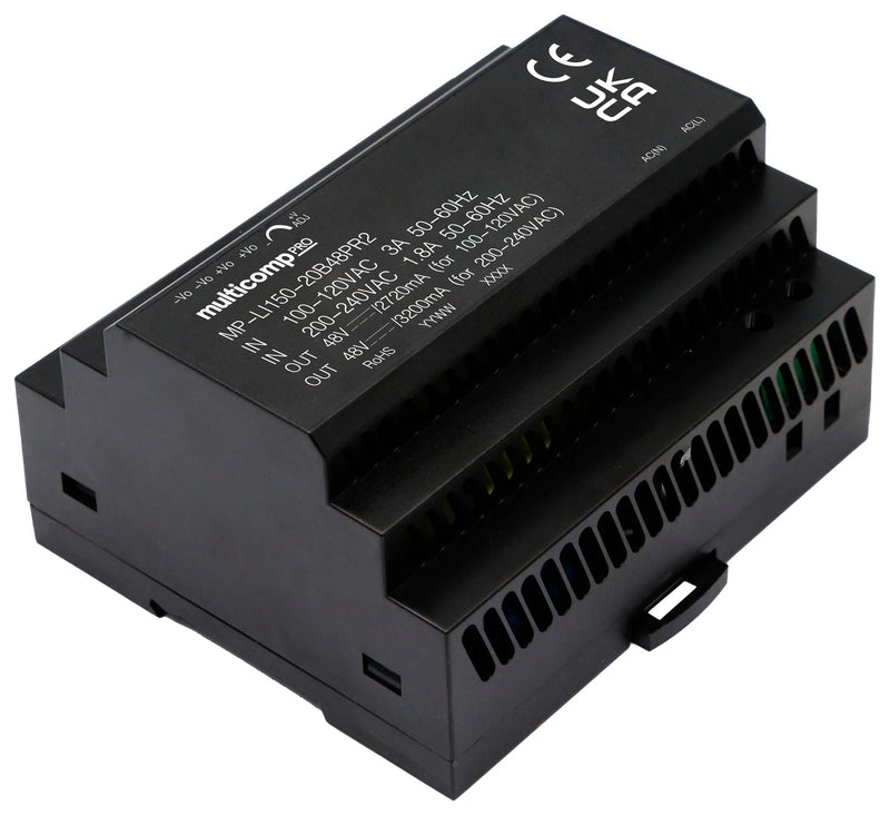 Multicomp PRO MP-LI150-20B48PR2 AC/DC DIN Rail Power Supply (PSU) ITE 1 Output 153.6 W 48 VDC 3.2 A