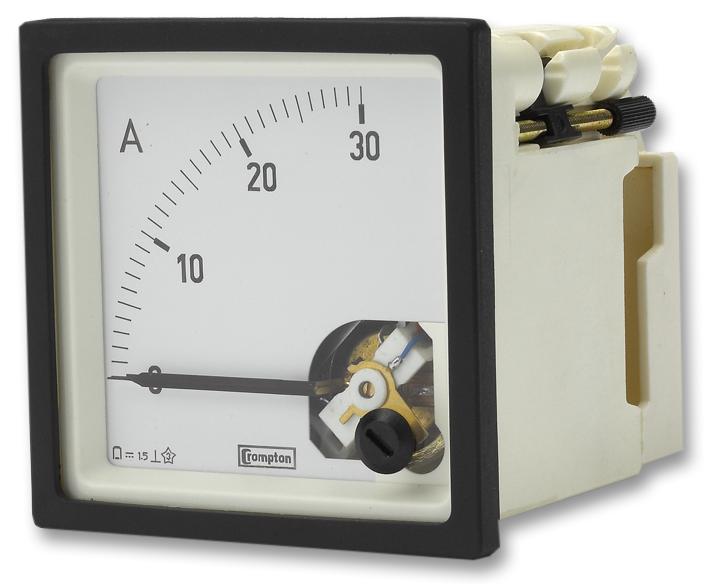 CROMPTON - TE CONNECTIVITY E243-01A-G-NL-NL Analogue Panel Meter, Shock Resistant, Calibrated at 23&deg;C, DC Current, 0A to 30A, 68 mm, 68 mm