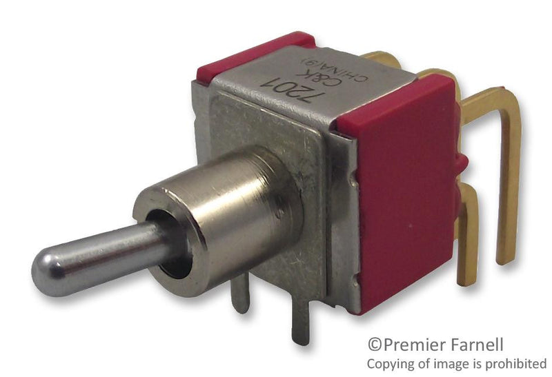 C & K COMPONENTS 7201MD9ABE Toggle Switch, DPDT, Non Illuminated, On-On, 7000 Series, Through Hole, 5 A