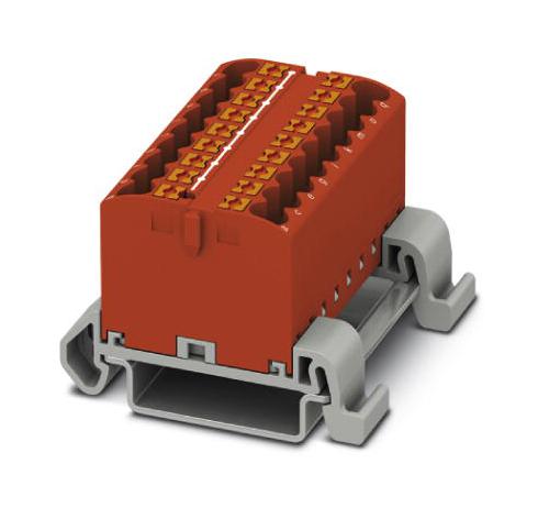 Phoenix Contact PTFIX 18X25-NS35A RD Panel Mount Barrier Terminal Block Red NS35 24 A 690 V 18 Pole Push In 12 AWG