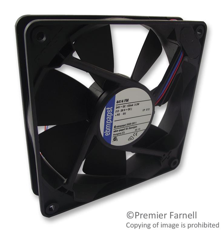 EBM-PAPST 4414FM Axial Fan, 4400F Series, 24 V, DC, 119 mm, 25 mm, 38 dBA, 82.4 cu.ft/min