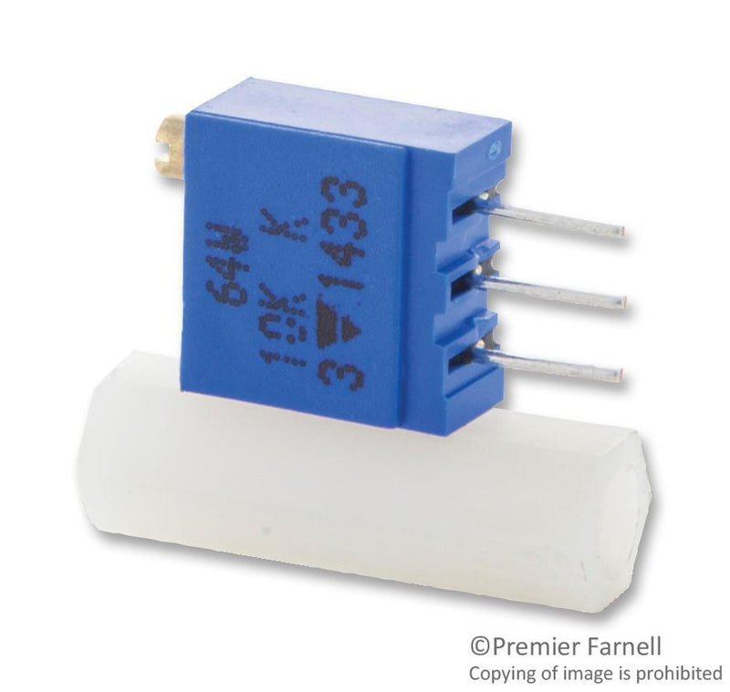 VISHAY M64W103KB40 Trimmer Potentiometer, 10 kohm, 500 mW, &plusmn; 10%, 64W Series, 21 Turns, Through Hole