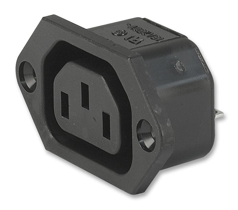 SCHURTER 6600.3300 Power Entry Connector, Receptacle, 250 VAC, 10 A, Panel Mount, Quick Connect