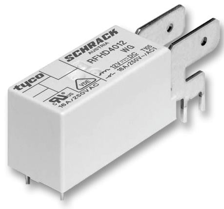 TE CONNECTIVITY RFH34012WG General Purpose Relay, RF Series, Power, Non Latching, SPST, 12 VDC, 16 A