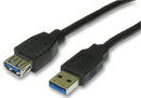 PRO Signal USB3-822 USB Cable Type A Plug to Receptacle 2 m 6.6 ft 3.0 Black