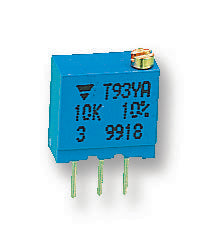 VISHAY T93YA101KT20 Trimmer Potentiometer, 100 ohm, 500 mW, &plusmn; 10%, T93YA Series, 23 Turns, Through Hole