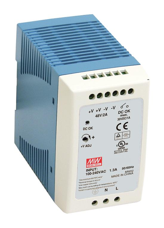 Mean Well MDR-100-24 AC/DC DIN Rail Power Supply (PSU) ITE 1 Output 96 W 24 V 4 A