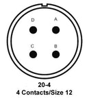 ITT Cannon MS3102E20-4SW MS3102E20-4SW Circular Connector MIL-DTL-5015 Series Box Mount Receptacle 4 Contacts Solder Socket Threaded