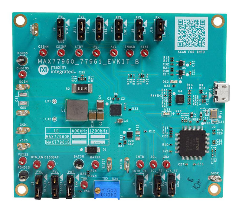 Maxim Integrated / Analog Devices MAX77961BEVKIT12# MAX77961BEVKIT12# Evaluation Kit MAX77961BEFV12+ USB Type-C Buck-Boost Charger Power Management - Battery