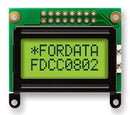 FORDATA FC0802C00-FHYYBW-51*K Alphanumeric LCD, 8 x 2, Black on Yellow / Green, 5V, English, Euro, Transflective