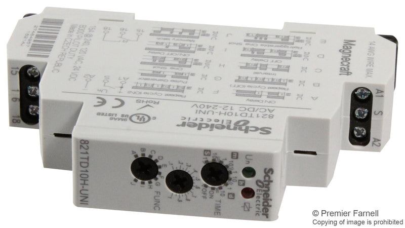 SCHNEIDER ELECTRIC/MAGNECRAFT 822TD10H-UNI TIME DELAY RELAY, DPDT, 10DAYS, 240VAC