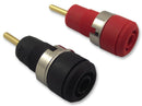 STAUBLI 65.3304-21 + 65.3304-22 Banana Test Connector, 2mm, Jack, Panel Mount, Gold Plated Contacts, Black, Red