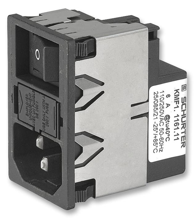 Schurter KMF1.1193.11 Filtered IEC Power Entry Module C14 Medical 10 A 250 VAC 2-Pole Switch