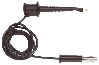 POMONA 4650-24-0 Test Lead, Minigrabber, Miniature Hook Clip to 4mm Banana Plug, Black, 300 Vrms, 5 A, 610 mm