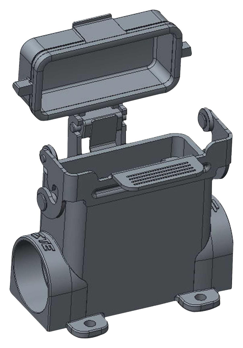 TE Connectivity T1629101220-000 T1629101220-000 Heavy Duty Connector Base Bulkhead Mount Side Entry Aluminium Alloy Body 1 Lever