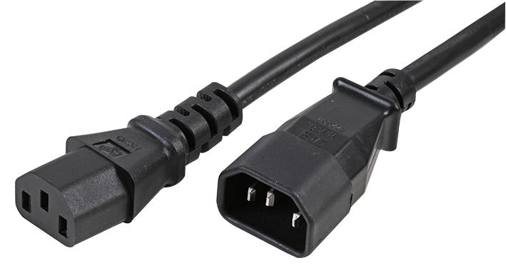 PRO Elec PE01091 PE01091 IEC C14 Plug to C13 Socket Extension Lead 10A 5m Black