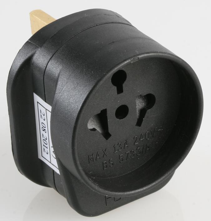 PRO Elec 19777R BLACK Mains Adapter All Continents UK Plug 13 A Black Plastic Body 240 V