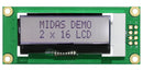 Midas MD21605B6W-FPTLWI3 MD21605B6W-FPTLWI3 Alphanumeric LCD 16 x 2 Black on White 3V I2C English Japanese Transflective