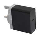 Multicomp MC011361 Mains Adapter UK Plug USB Type C Receptacle 3 A Black PPS (Polyphenylene Sulphide) Body 240 V