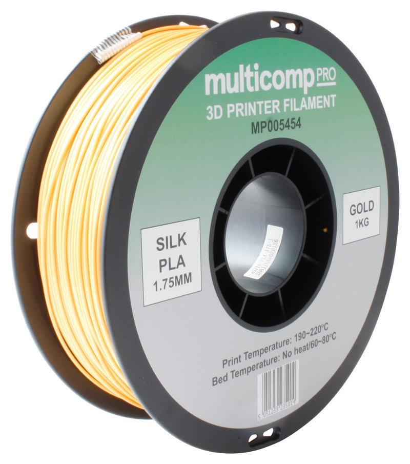 Multicomp PRO MP005454 3D Printer Filament Silk PLA 1.75 mm 1 kg Gold