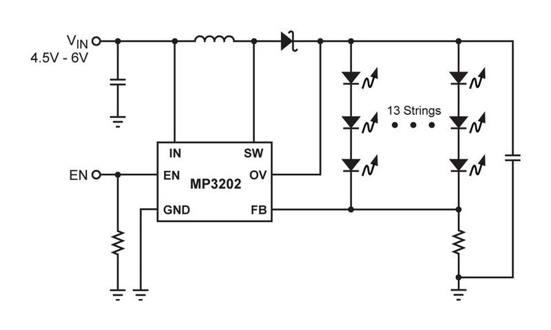 Monolithic Power Systems (MPS) MP3202DJ-LF-P LED Driver 1 Output Boost 2.5 V to 6 Input 1.3 MHz 25 V/1.3 A TSOT-23-6