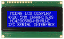 MIDAS MC42005A6W-BNMLWI-V2 Alphanumeric LCD, 20 x 4, White on Blue, 5V, I2C, English, Japanese, Transmissive