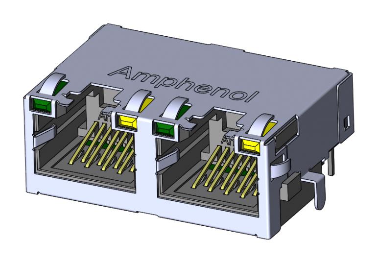 Amphenol Communications Solutions RJE722881412. RJ45 Conn R/A Jack 8P8C 2GANGED TH