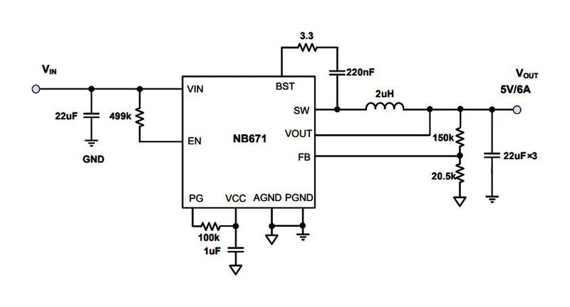 Monolithic Power Systems (MPS) NB671GQ-P DC-DC Switching Synchronous Buck Regulator 5V-22V in 604mV to 5.5V out 6A 500kHz QFN-EP-16 New