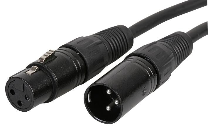 MULTICOMP FL-01-20 Audio / Video Cable Assembly, XLR Plug, 3 Way, XLR Socket, 3 Way, 65 ft, 20 m, Black