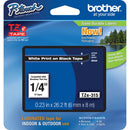 Brother TZe315 Laminated Tape for P-Touch Labelers (White on Black, 0.23" x 26.2')