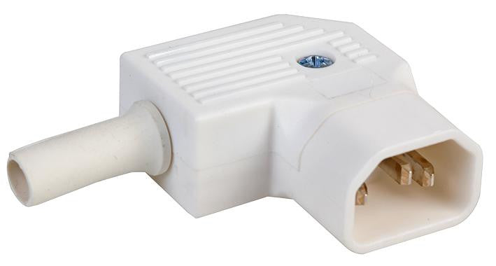 BULGIN PX0686/SE/WH Rewireable C14 IEC Plug Connector, White, Right Angle