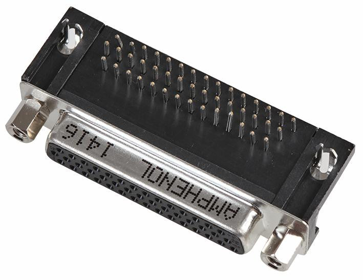 AMPHENOL L77HDB44SD1CH4F 44 Way High Density D Sub Socket, Front Lock, Right Angled PCB Termination, 5A