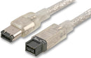 PRO SIGNAL PSG90334 FireWire 800Mbps (IEEE 1394b) 9 Pin Male to 6 Pin Male Lead, 2m Translucent