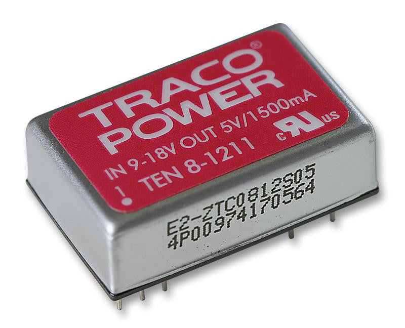 TRACOPOWER TEN 8-1211 Isolated Board Mount DC/DC Converter, Metal Case, 1 Output, 8 W, 5 V, 1.5 A