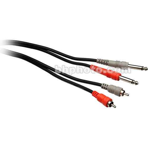 Hosa Technology Two 1/4" Phone Male to Two RCA Male Unbalanced Cable (Molded Plugs) - 20'